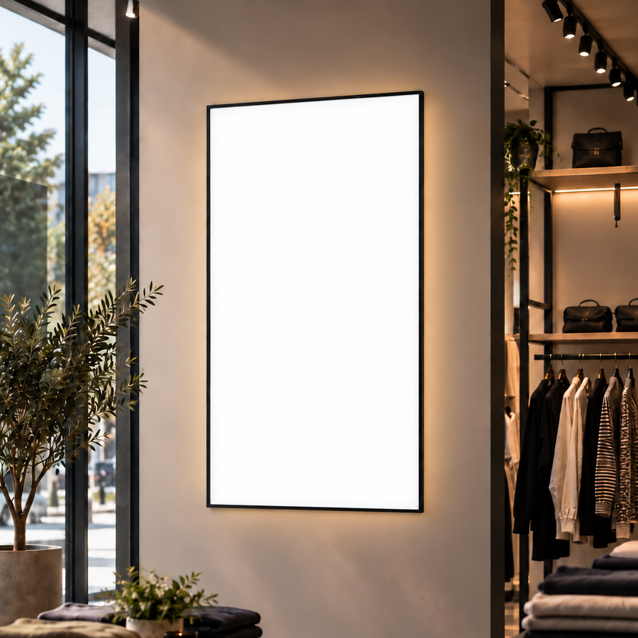 Professional LED Lightbox – Interior – Without Printing – Black / Large Format XXL (120 × 75 cm)