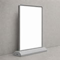 Rechargeable countertop LED lightbox with plain illuminated white panel, without printing