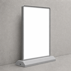 Rechargeable countertop LED lightbox with plain illuminated white panel, without printing